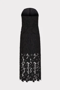 MILLY Guest Of Dresses-Adrienne Roja Lace Midi Dress Black