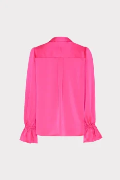 MILLY Jumpsuits & Rompers-Aida Satin Top Milly Pink