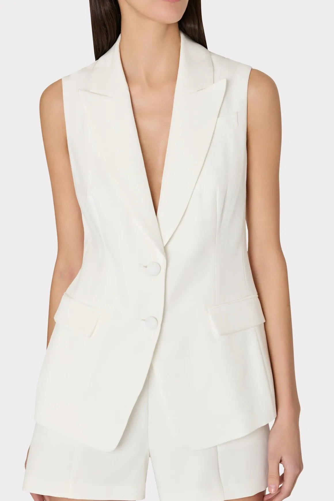 MILLY Jumpsuits & Rompers-Alba Sleeveless Blazer White