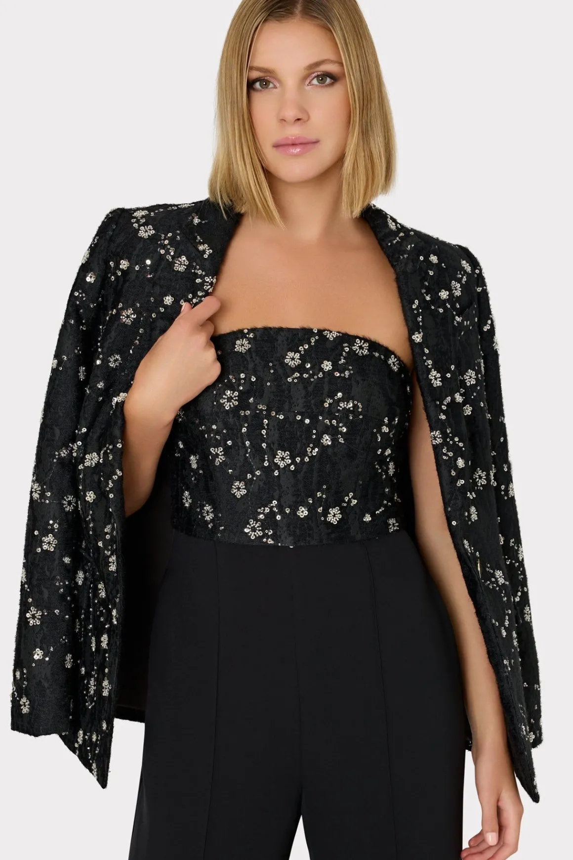 MILLY Coats & Jackets-Alexa Beaded Blazer Black