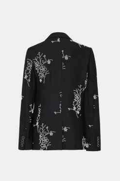MILLY Blazers-Alexa Beaded Embroidery Blazer Black