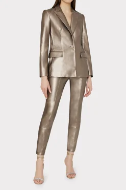 MILLY Coats & Jackets-Alexa Vegan Leather Blazer Silver