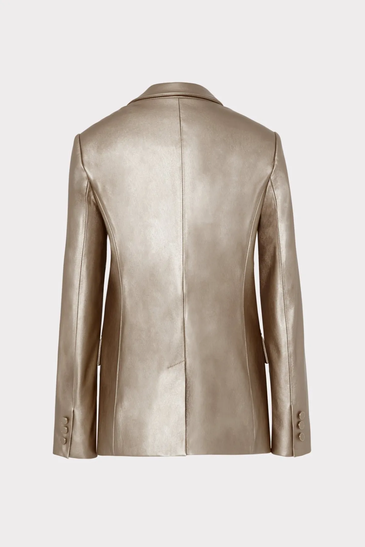 MILLY Coats & Jackets-Alexa Vegan Leather Blazer Silver