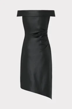 MILLY Little Black Dresses-Ally Vegan Leather Dress Black