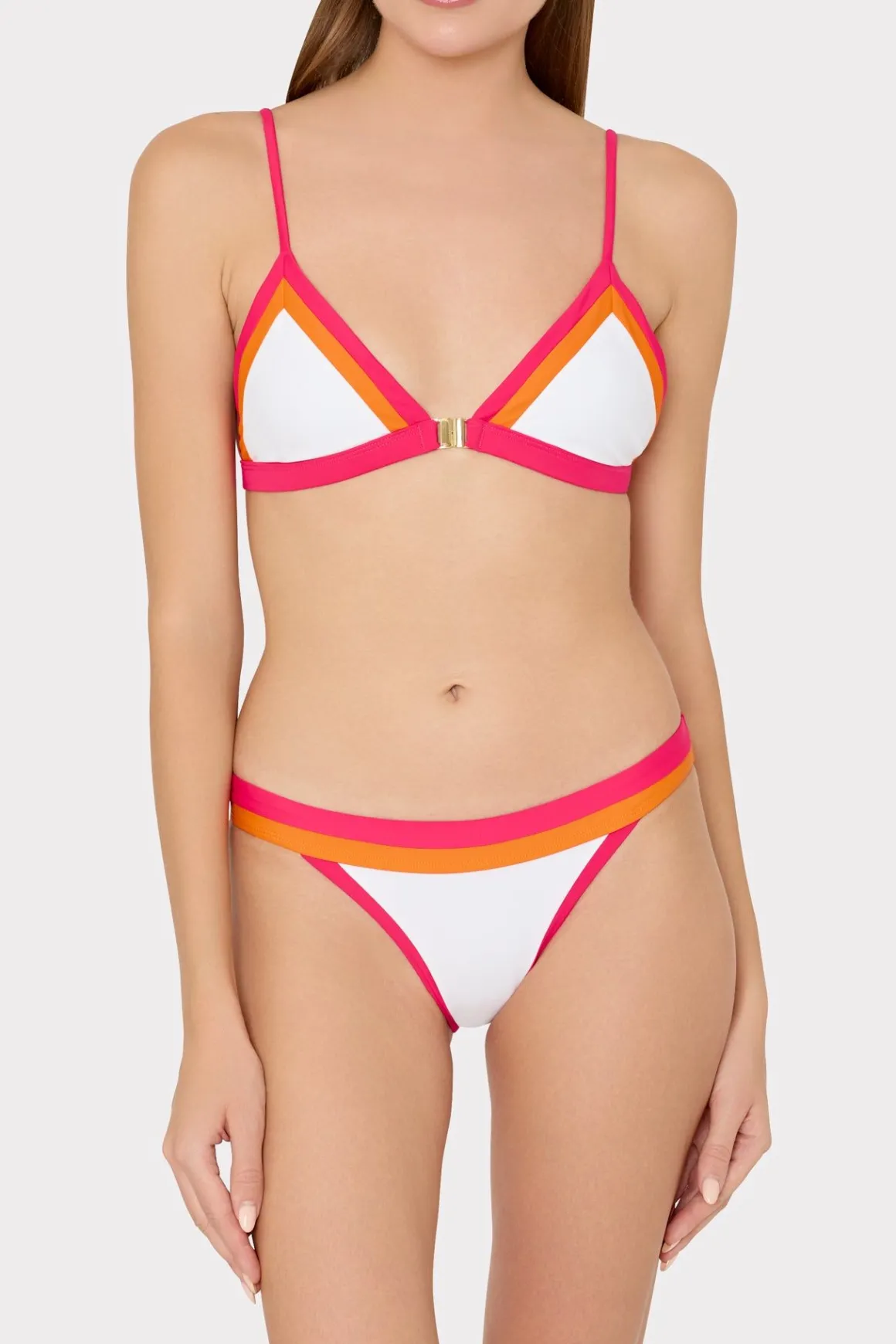 MILLY Bikinis-Amalfi Color Block Bikini Top Pink Multi