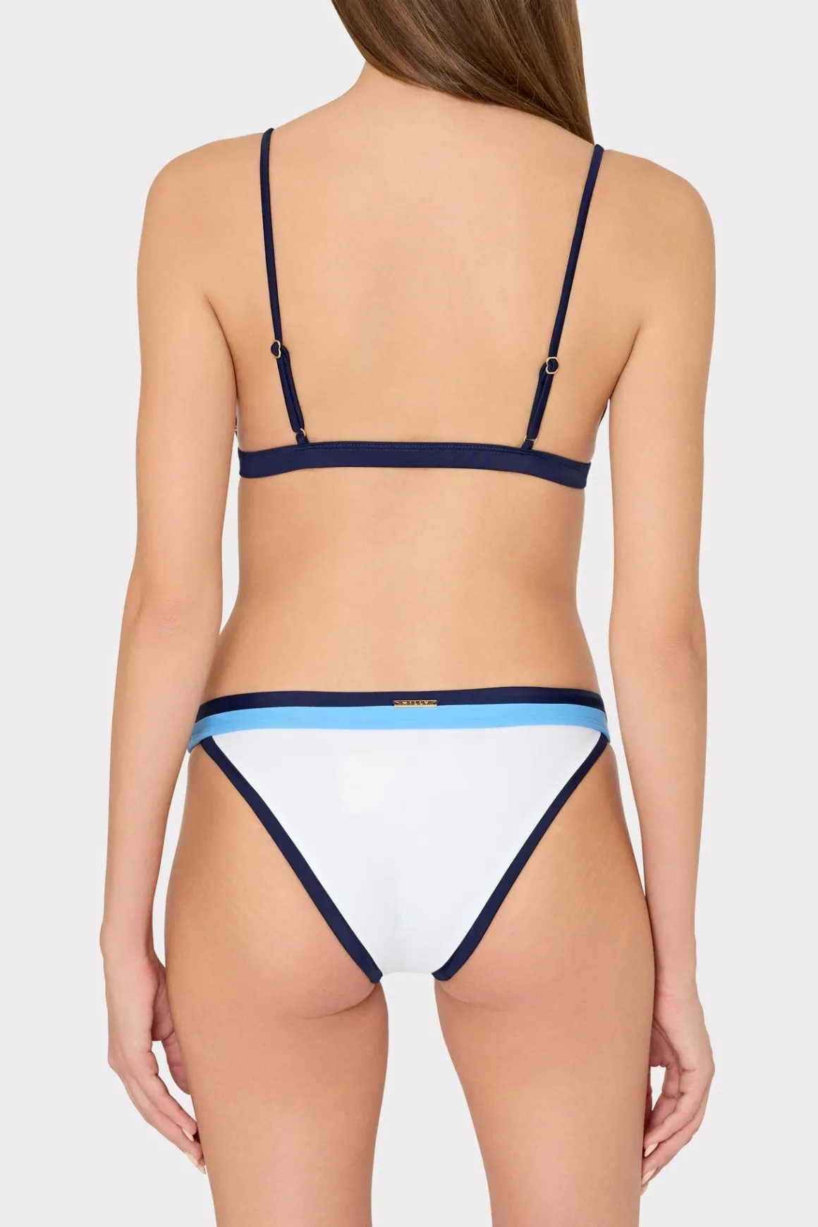 MILLY Jumpsuits & Rompers-Amalfi Color Block Bikini Top Navy Multi