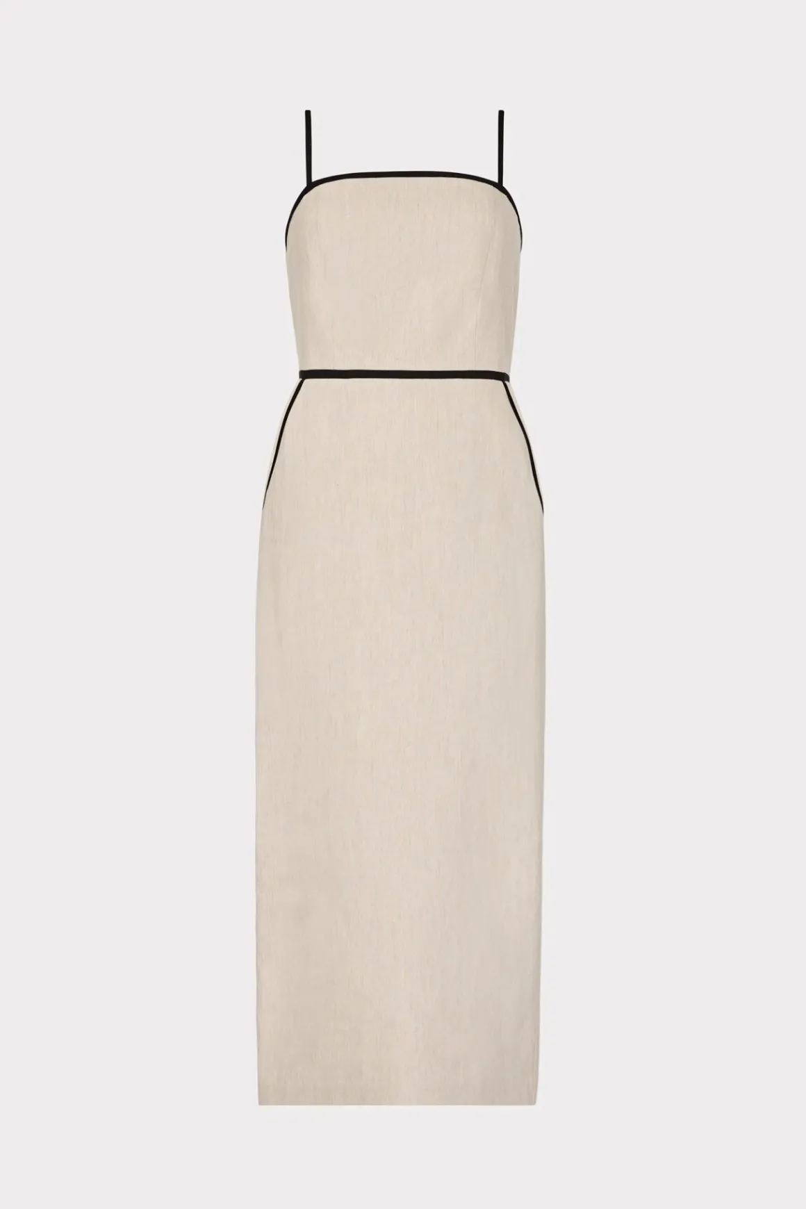 MILLY Jumpsuits & Rompers-Amara Linen Contrast Midi Dress Natural