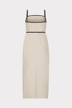 MILLY Jumpsuits & Rompers-Amara Linen Contrast Midi Dress Natural