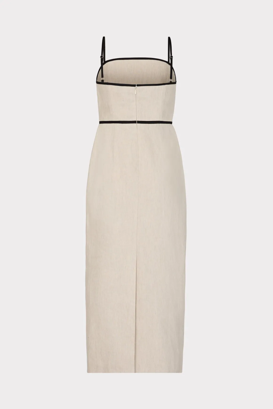 MILLY Jumpsuits & Rompers-Amara Linen Contrast Midi Dress Natural