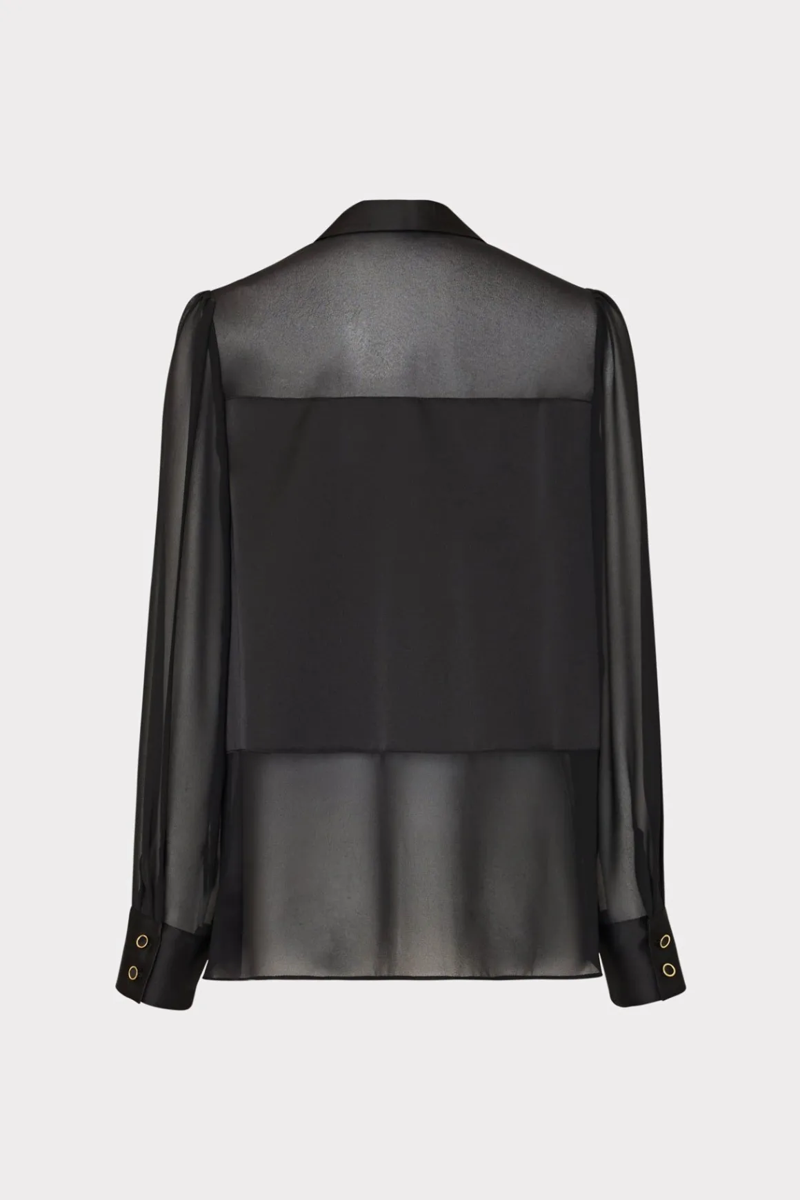 MILLY Tops-Andy Satin Combo Button Up Blouse Black