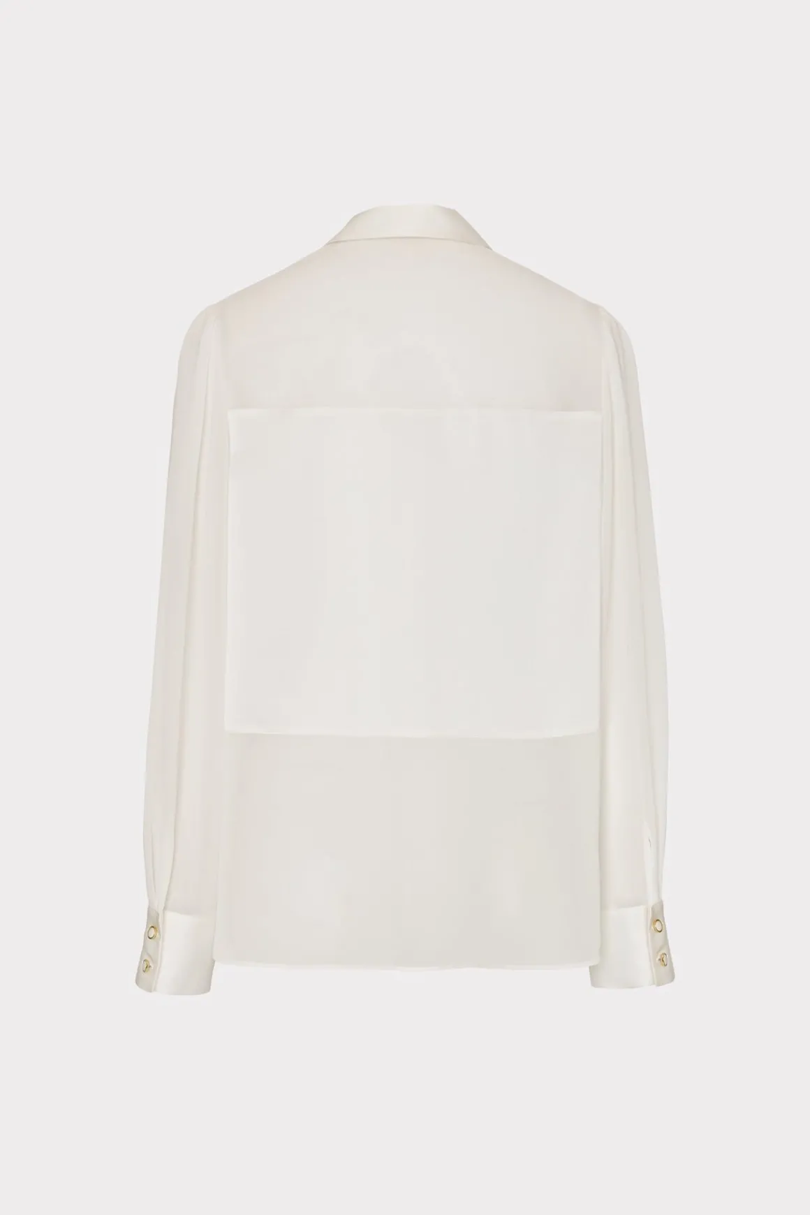 MILLY Tops-Andy Satin Combo Button Up Blouse White