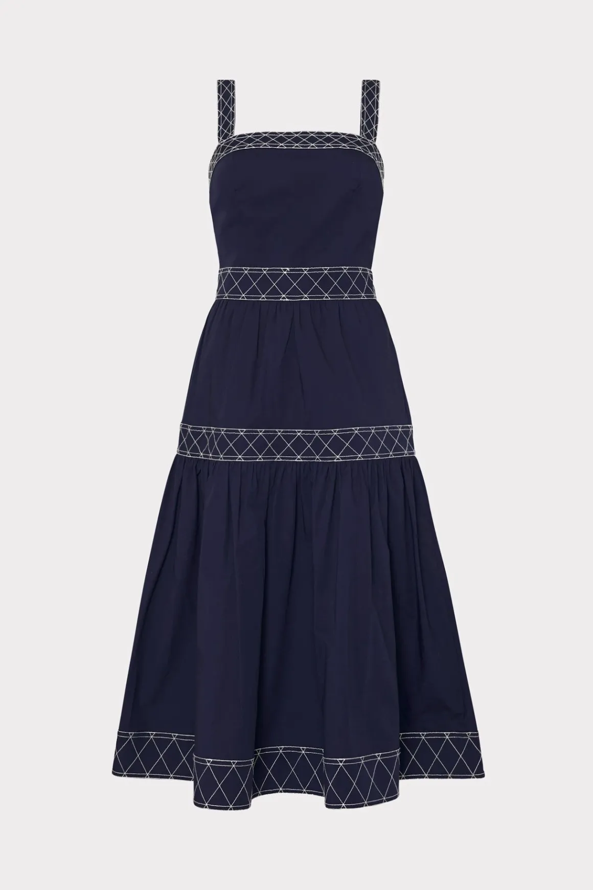 MILLY Day Dresses-Annette Poplin Midi Dress Navy