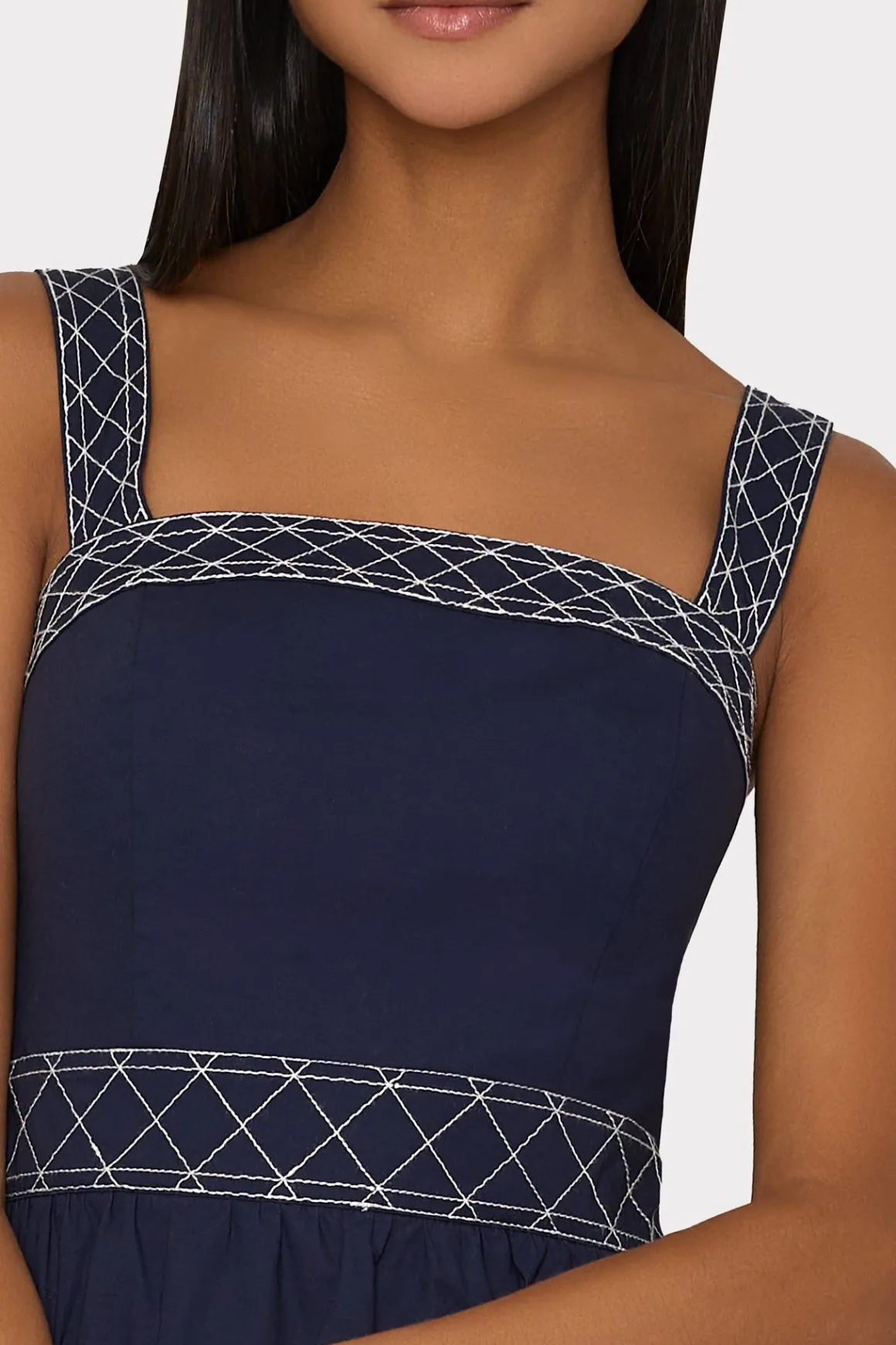 MILLY Day Dresses-Annette Poplin Midi Dress Navy