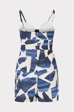 MILLY Cover-Ups-Anya Ocean Puzzle Romper Navy Multi