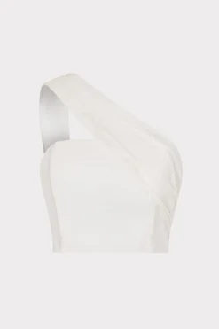 MILLY Tops-Arantza Draped One Shoulder Top White