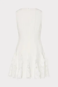 MILLY White Dresses-Ariel Cady 3D Lace Combo Dress Ecru