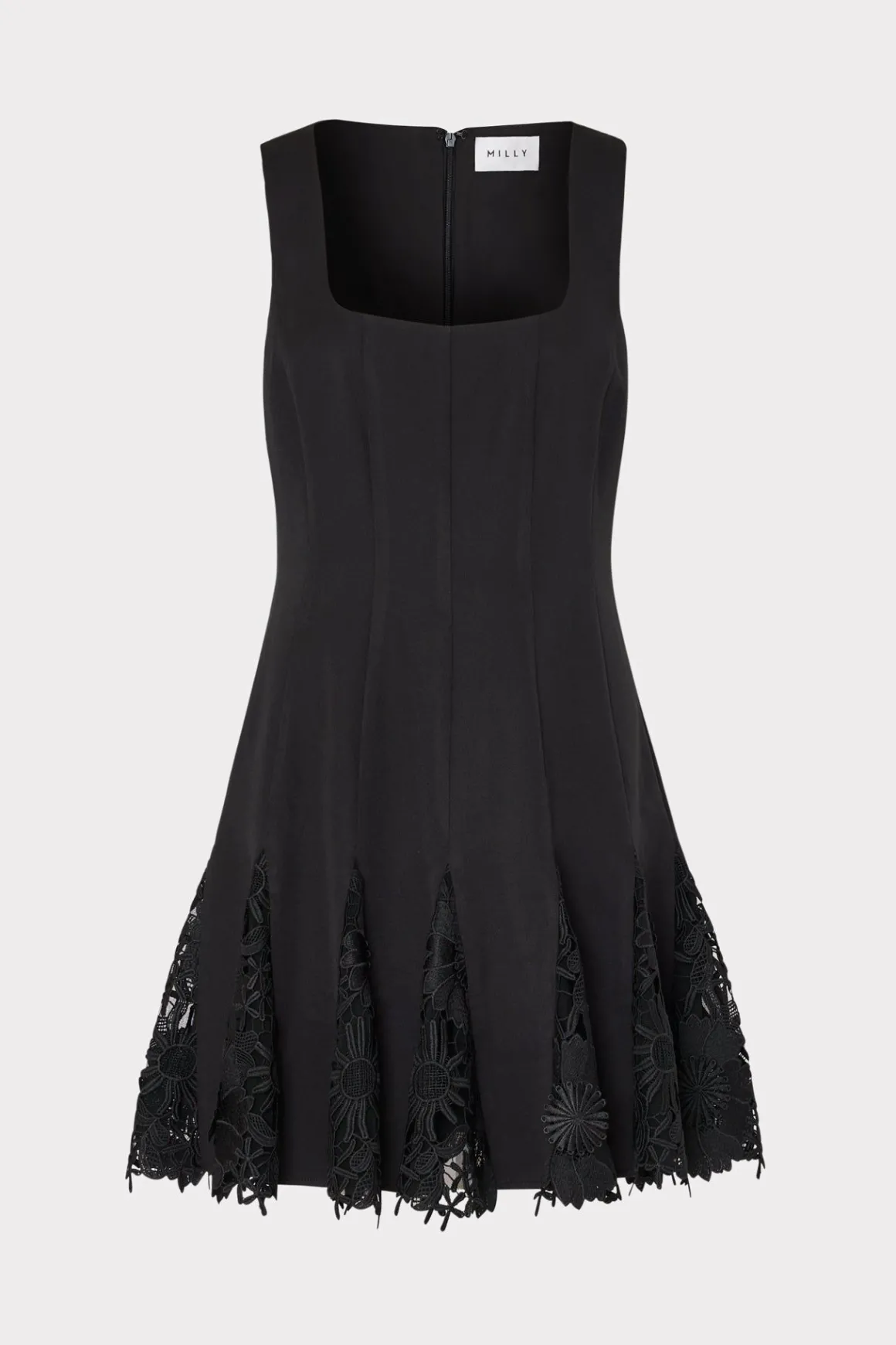 MILLY Mini Dresses-Ariel Cady 3D Lace Combo Dress Black