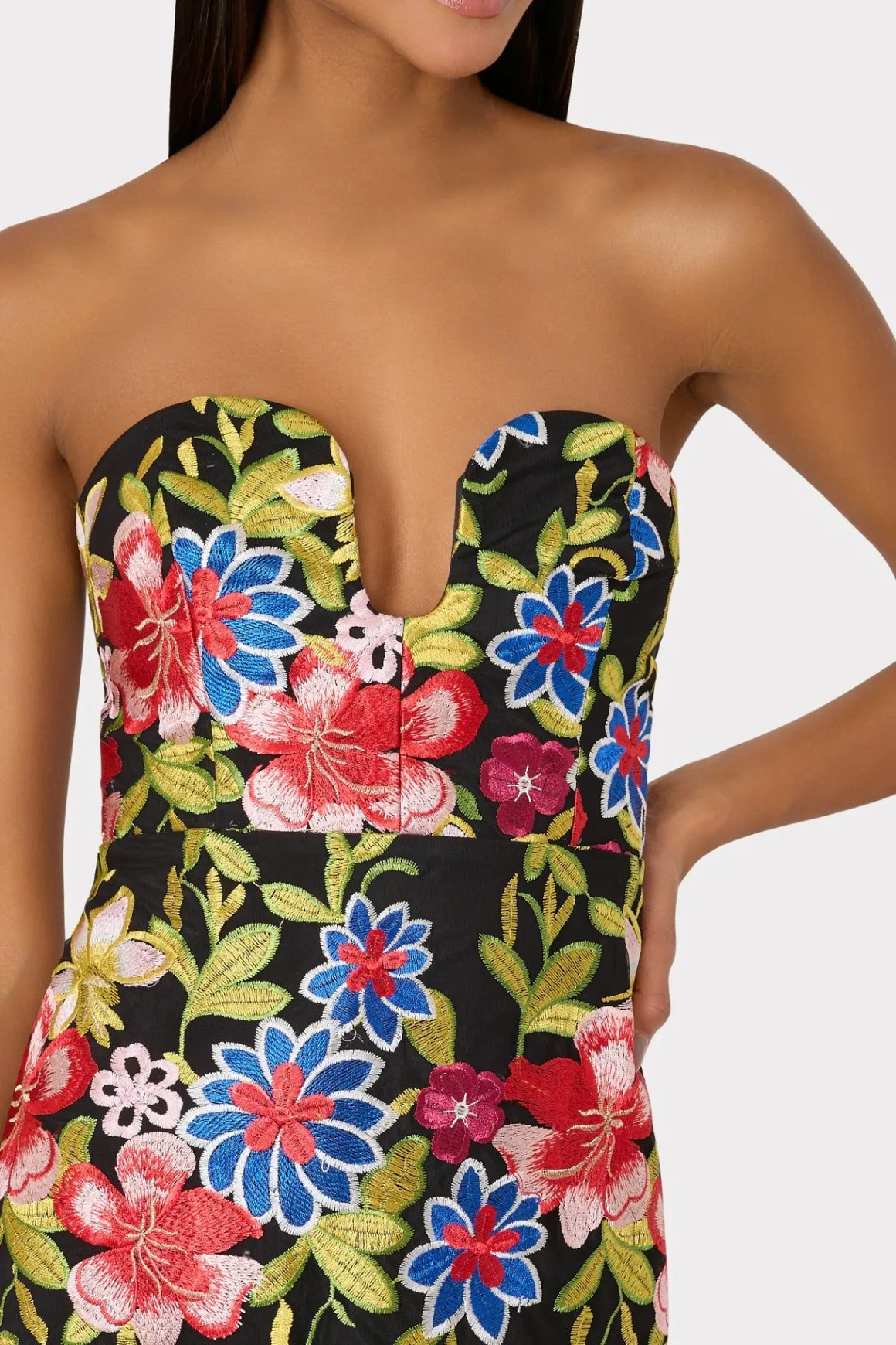 MILLY Jumpsuits & Rompers-Artem Spanish Garden Embroidery Dress Red Multi