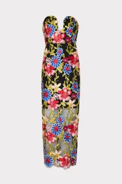MILLY Cocktail Dresses-Artem Spanish Garden Embroidery Dress Red Multi