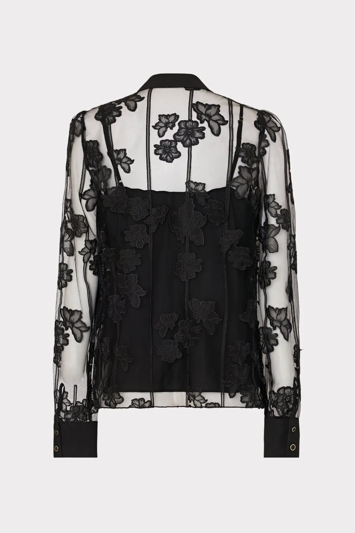 MILLY Tops-Ashton 3D Butterfly Embroidery Blouse Black