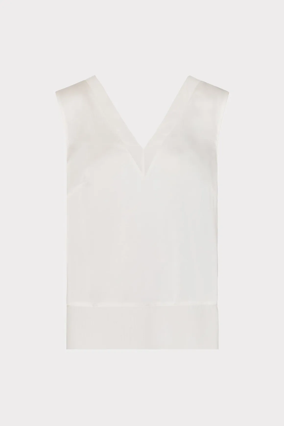 MILLY Tops-Avianna Satin Sleeveless Top White