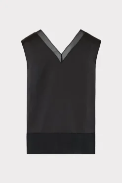 MILLY Jumpsuits & Rompers-Avianna Satin Sleeveless Top Black
