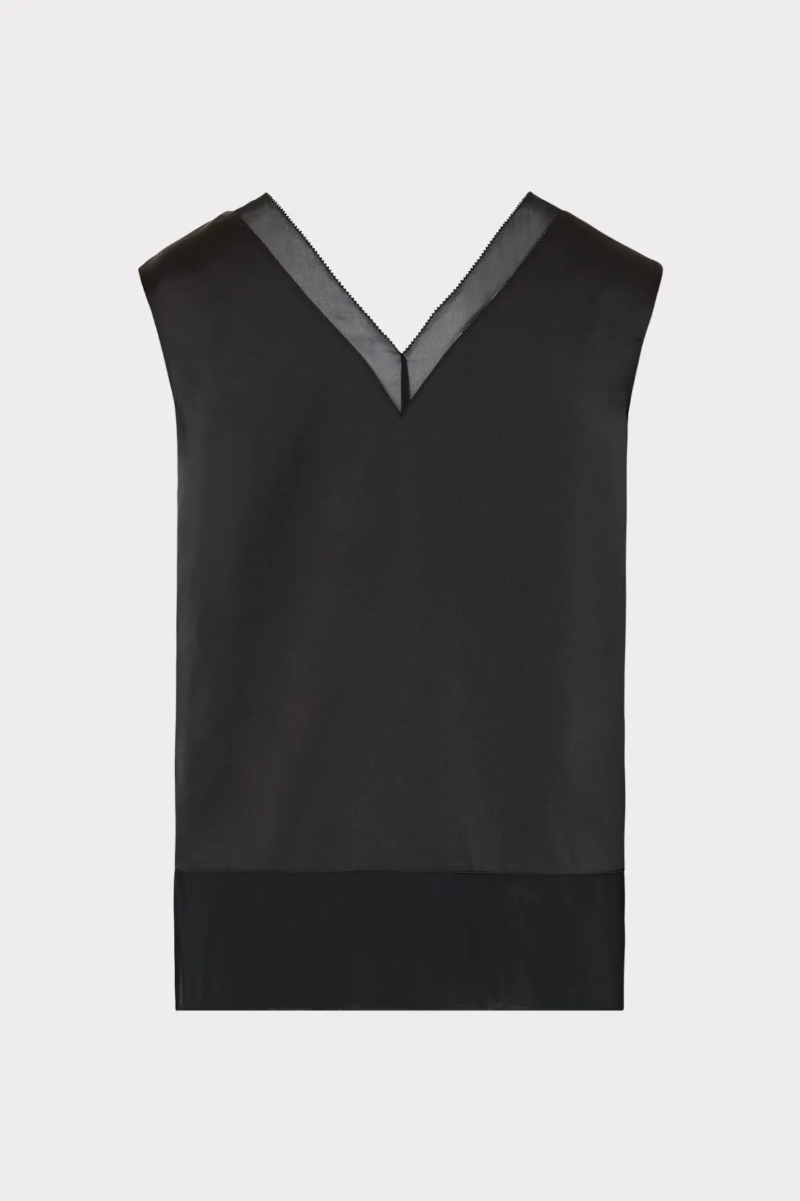 MILLY Jumpsuits & Rompers-Avianna Satin Sleeveless Top Black