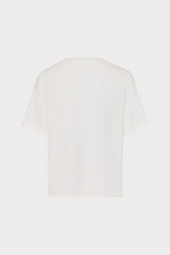 MILLY Tops-Avril Crystal Trim Tee White