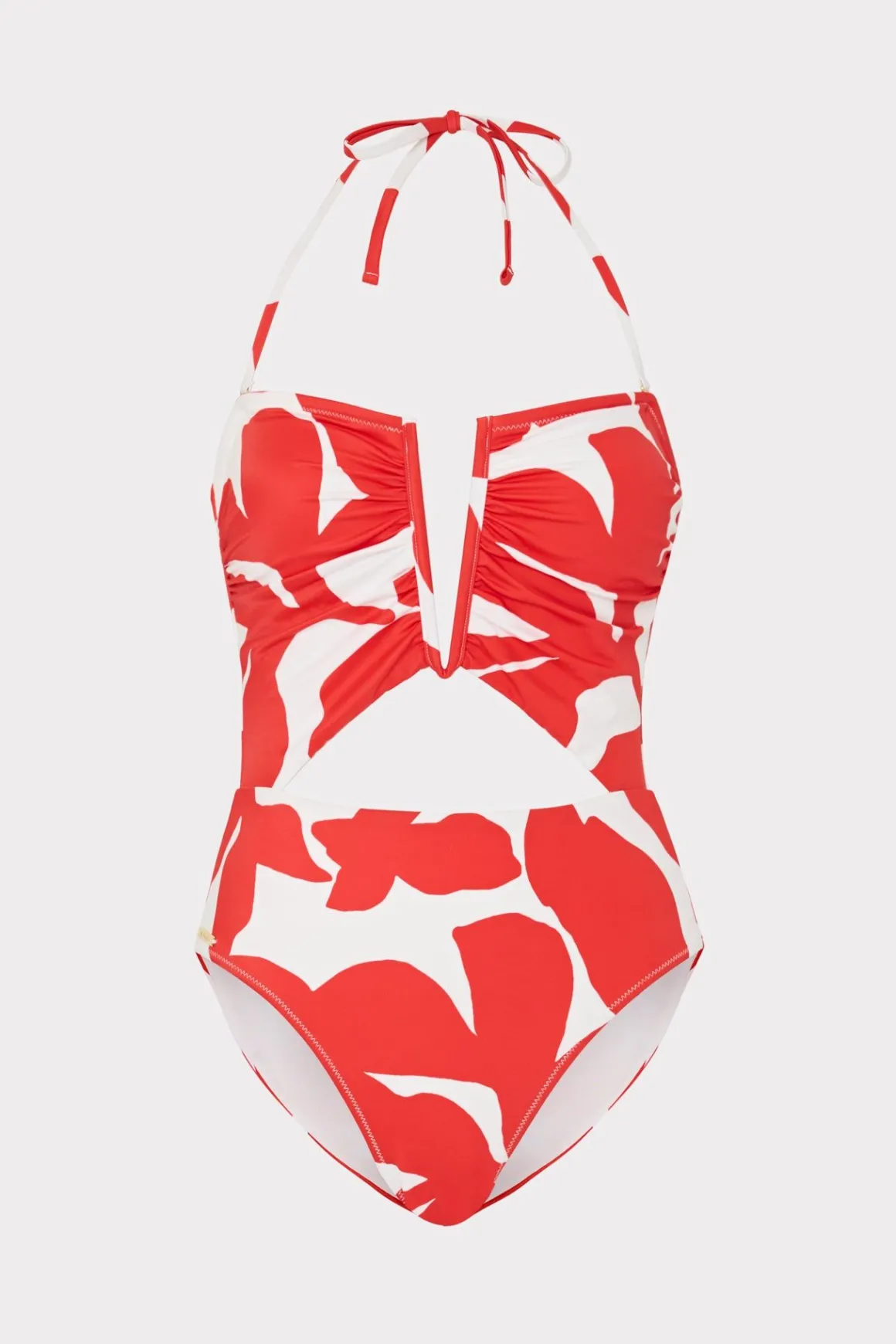 MILLY One Piece Swimsuits-Beach Diva Grand Foliage Printed One Piece Red/White