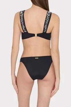 MILLY Jumpsuits & Rompers-Beaded Applique Bikini Bottom With Side Tabs Black