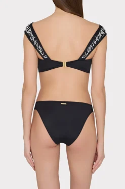MILLY Jumpsuits & Rompers-Beaded Applique Bikini Bottom With Side Tabs Black