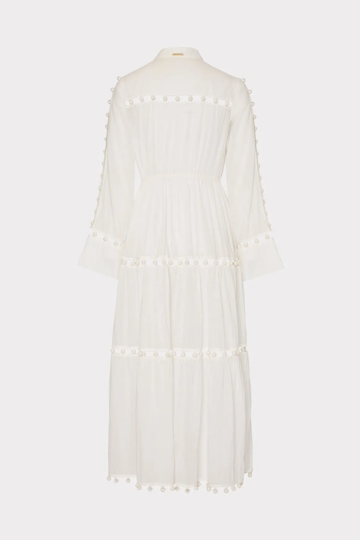 MILLY Cover-Ups-Beaded Cotton Voile Cover-Up Dress White