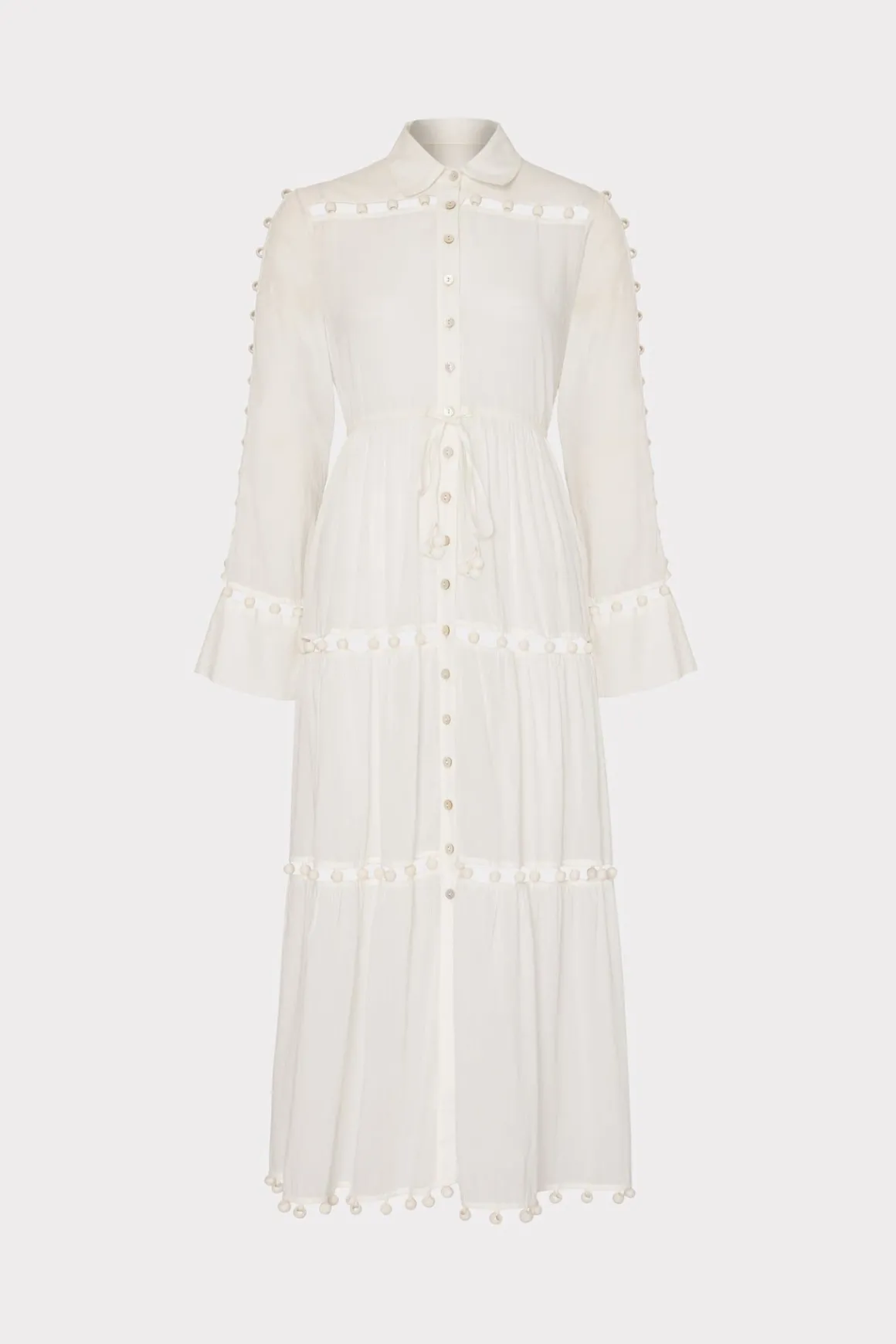 MILLY Jumpsuits & Rompers-Beaded Cotton Voile Cover-Up Dress White