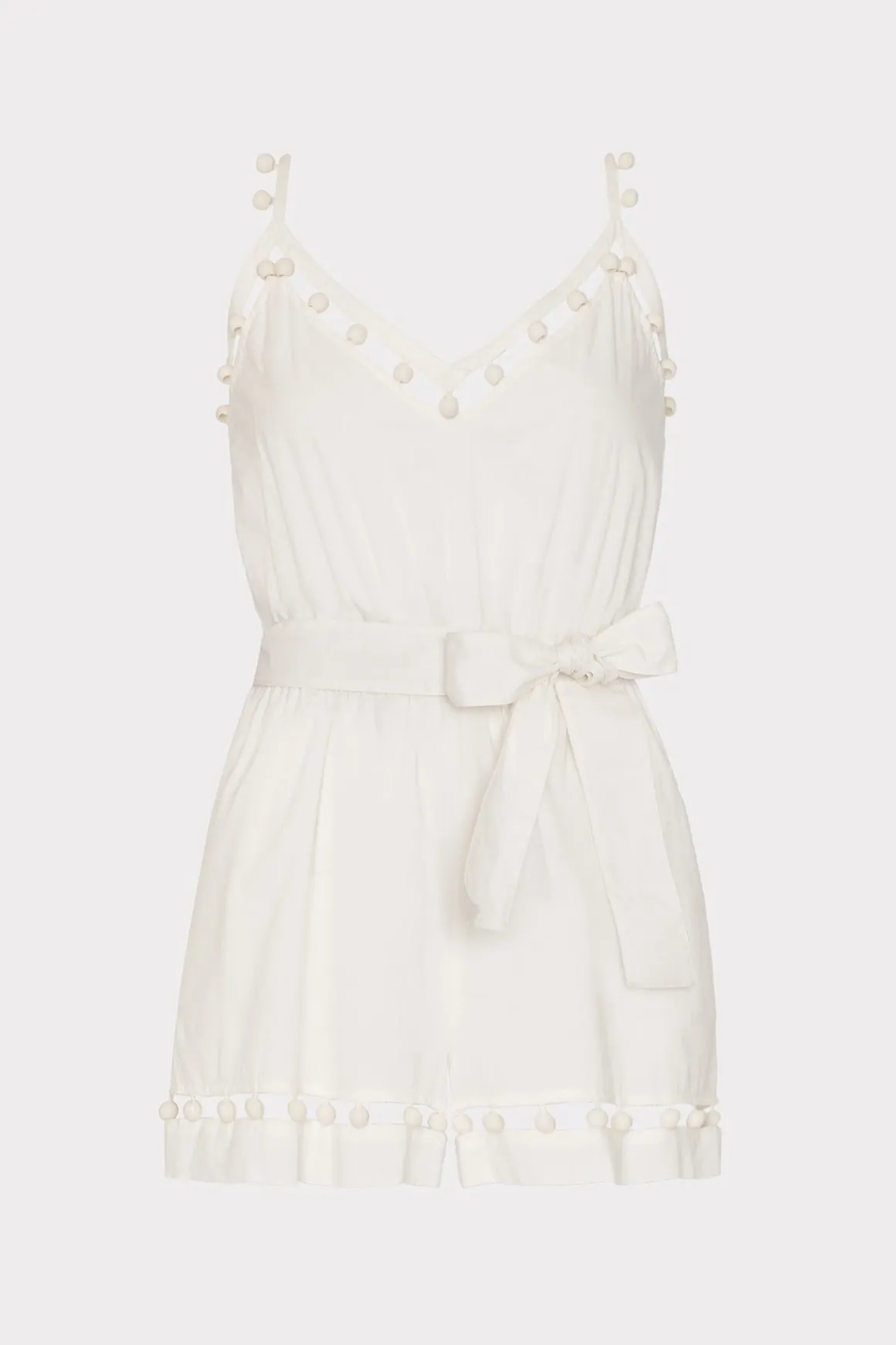 MILLY Jumpsuits & Rompers-Beaded Cotton Voile Romper White