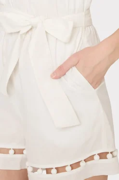 MILLY Jumpsuits & Rompers-Beaded Cotton Voile Romper White
