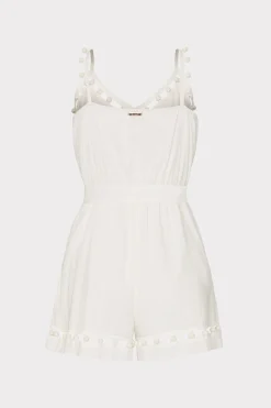 MILLY Jumpsuits & Rompers-Beaded Cotton Voile Romper White