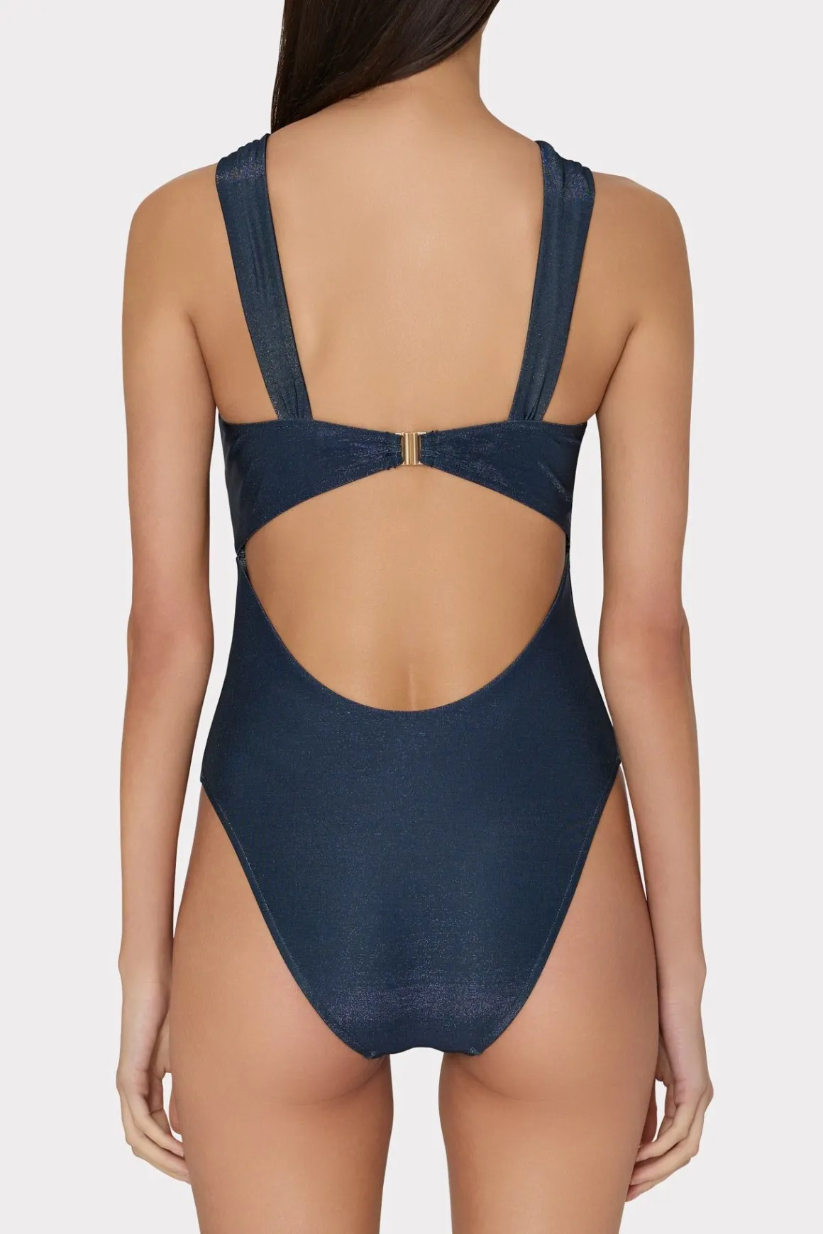 MILLY One Piece Swimsuits-Betsy Bandeau Shimmer One Piece Navy