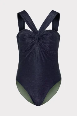 MILLY Jumpsuits & Rompers-Betsy Bandeau Shimmer One Piece Navy
