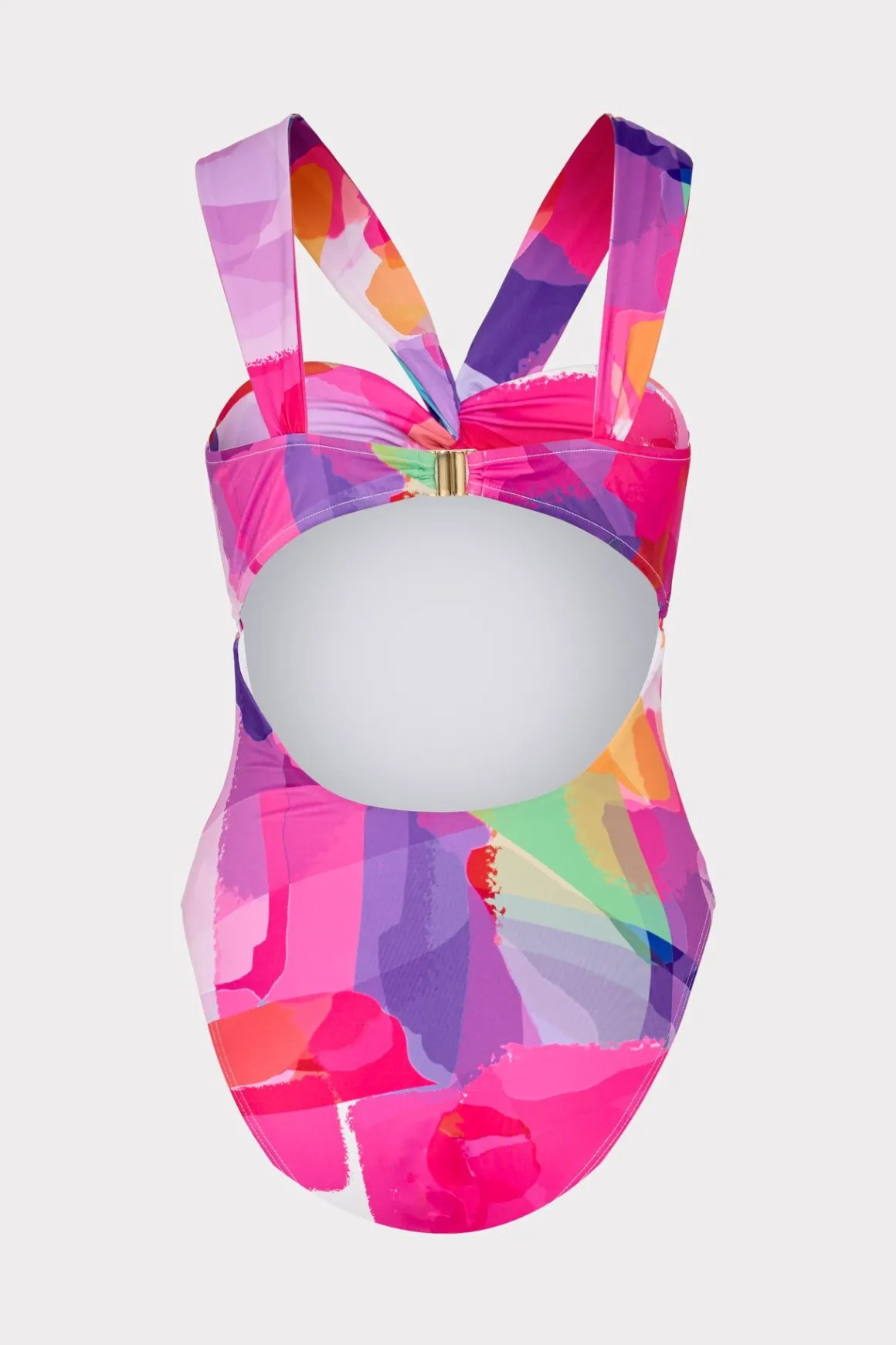 MILLY Jumpsuits & Rompers-Betsy Rainbow Waterfall Draped Bandeau One Piece Multi