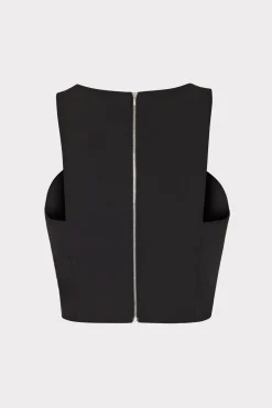 MILLY Matching Sets-Cady Sleeveless Crop Top Black
