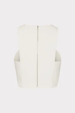 MILLY Matching Sets-Cady Sleeveless Crop Top Ecru
