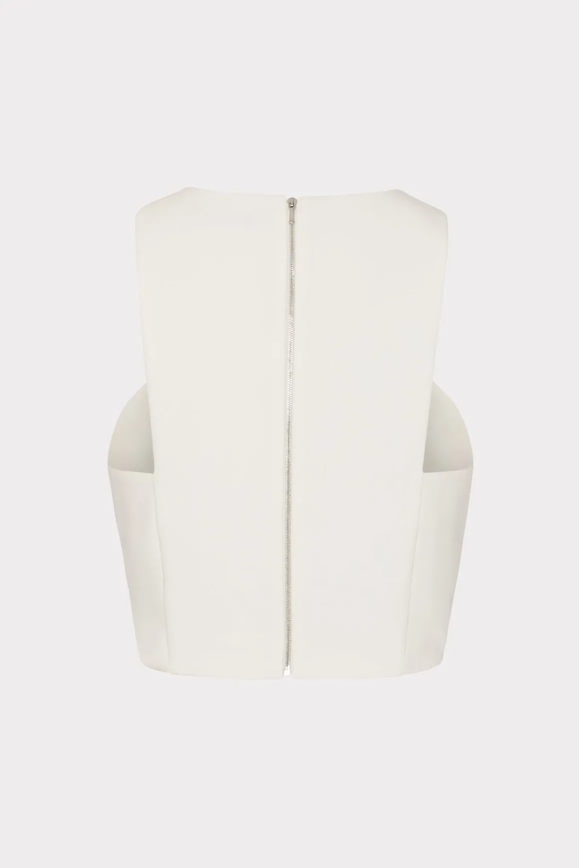 MILLY Tops-Cady Sleeveless Crop Top Ecru
