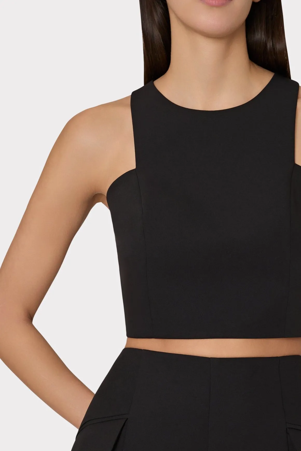 MILLY Tops-Cady Sleeveless Crop Top Black