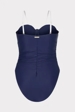 MILLY Jumpsuits & Rompers-Color Block Ruched One Piece Navy/White