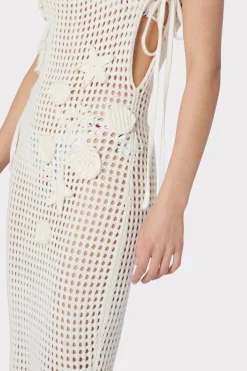 MILLY Jumpsuits & Rompers-Cover-Up Dress With Seashell Crochet Trim Ecru