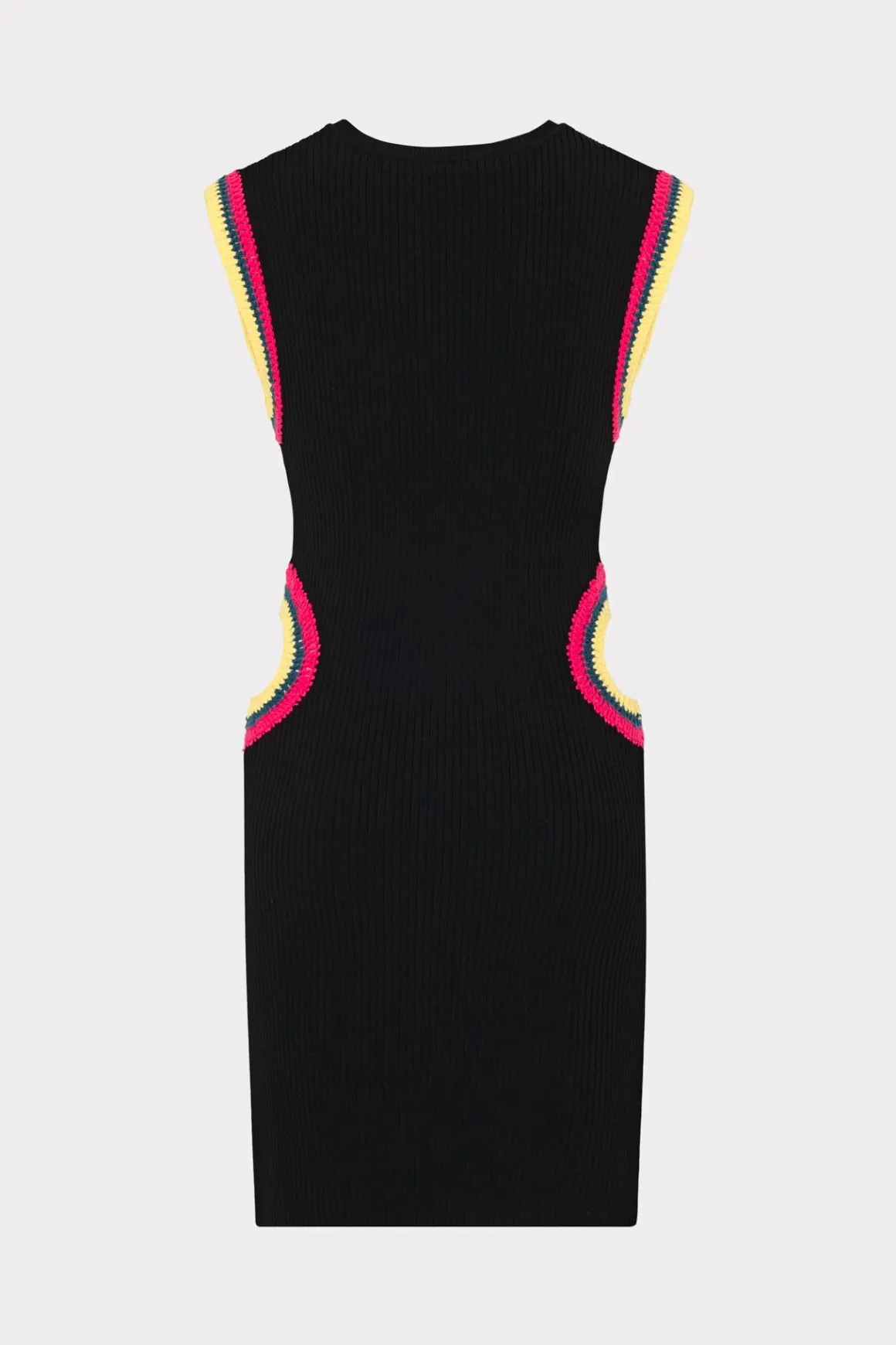 MILLY Mini Dresses-Crochet Cut Out Mini Dress Black Multi