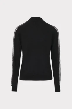 MILLY Tops-Crystal Racer Turtleneck Black