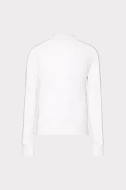 MILLY Tops-Crystal Racer Turtleneck Ecru