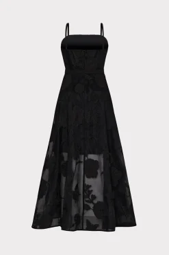 MILLY Little Black Dresses-3D Butterfly Embroidery Spaghetti Strap Dress Black