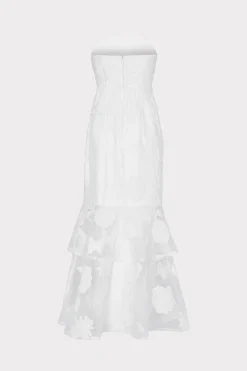 MILLY White Dresses-3D Butterfly Embroidery Strapless Dress White